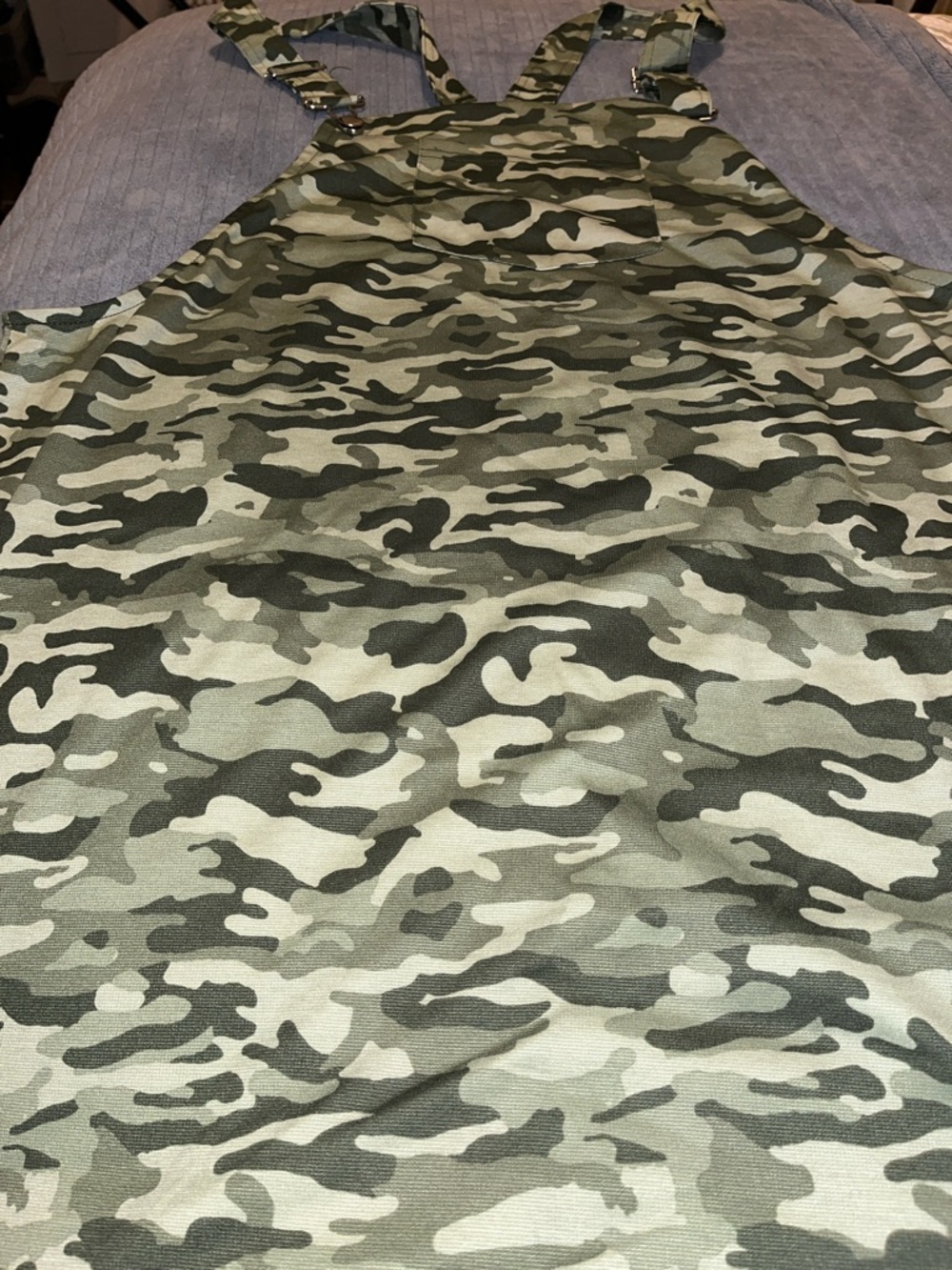 Camo Print Women's Overall Dress - Olive Green